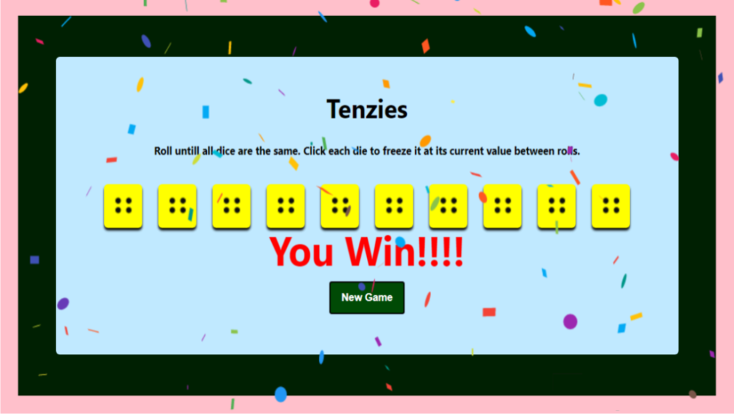 React Tenzies Game